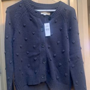 Loft gray crop cardigan NWT size M. Pop corn details